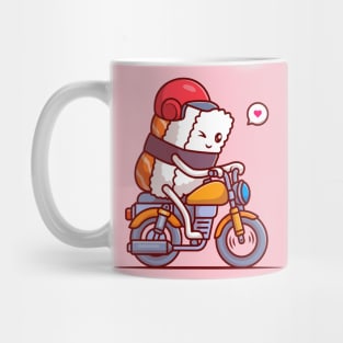 Cute Sushi Riding Motorbike Cartoon Mug